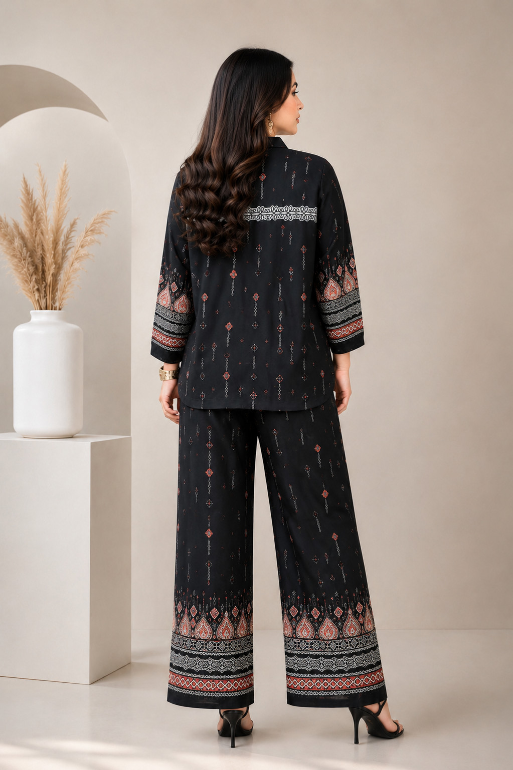 Stylish Black Reyon Co Ord Set