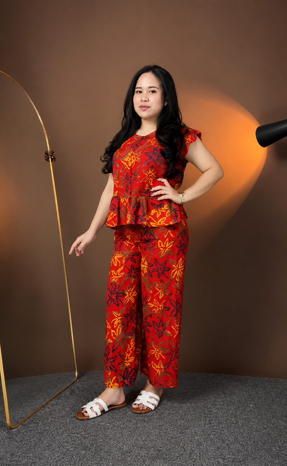 Premium Red Floral Printed Co-Ord Set for Women