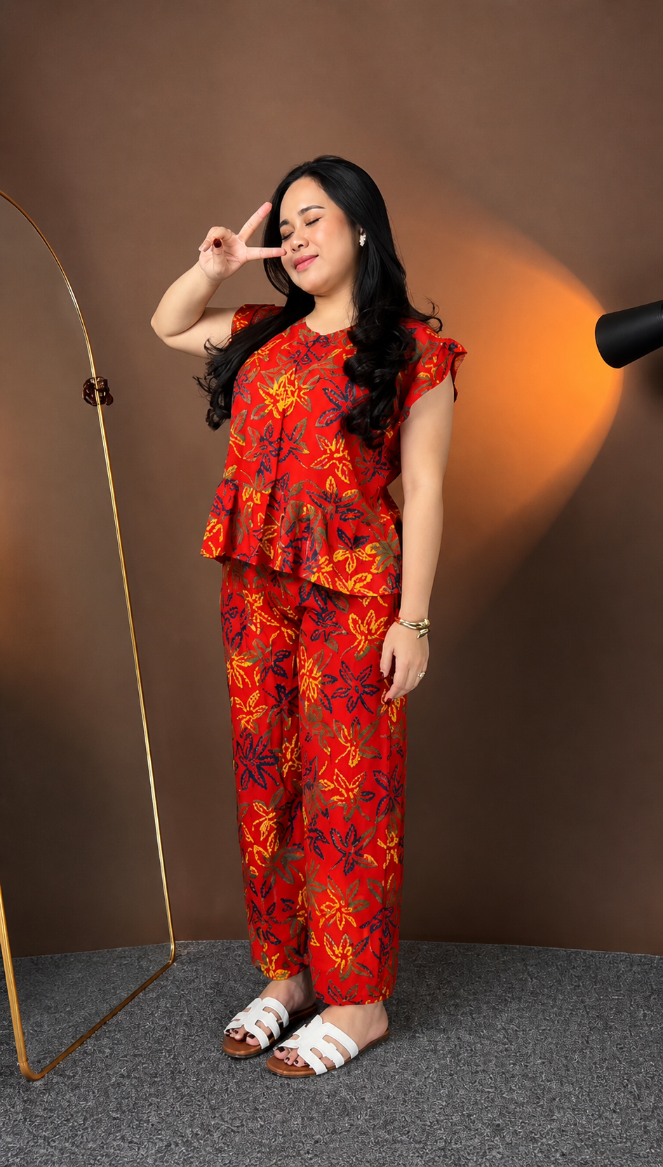 Premium Red Floral Printed Co-Ord Set for Women