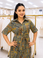 Urban Mosaic Premium Printed Rayon Maxi Dress