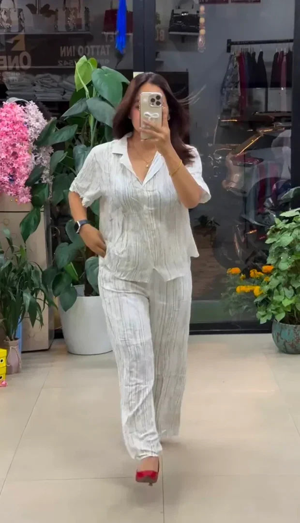 White Pure Linen Co-ord Set