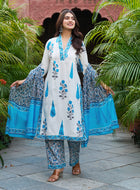 Floral Printed Kurta Set with Matching Dupatta
