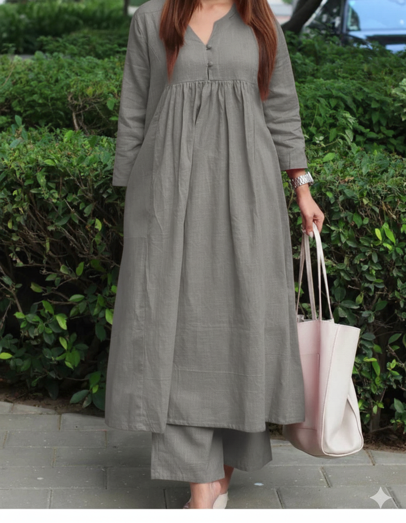 Cotton A-Line Kurta Set | Elegant Everyday Co-Ord