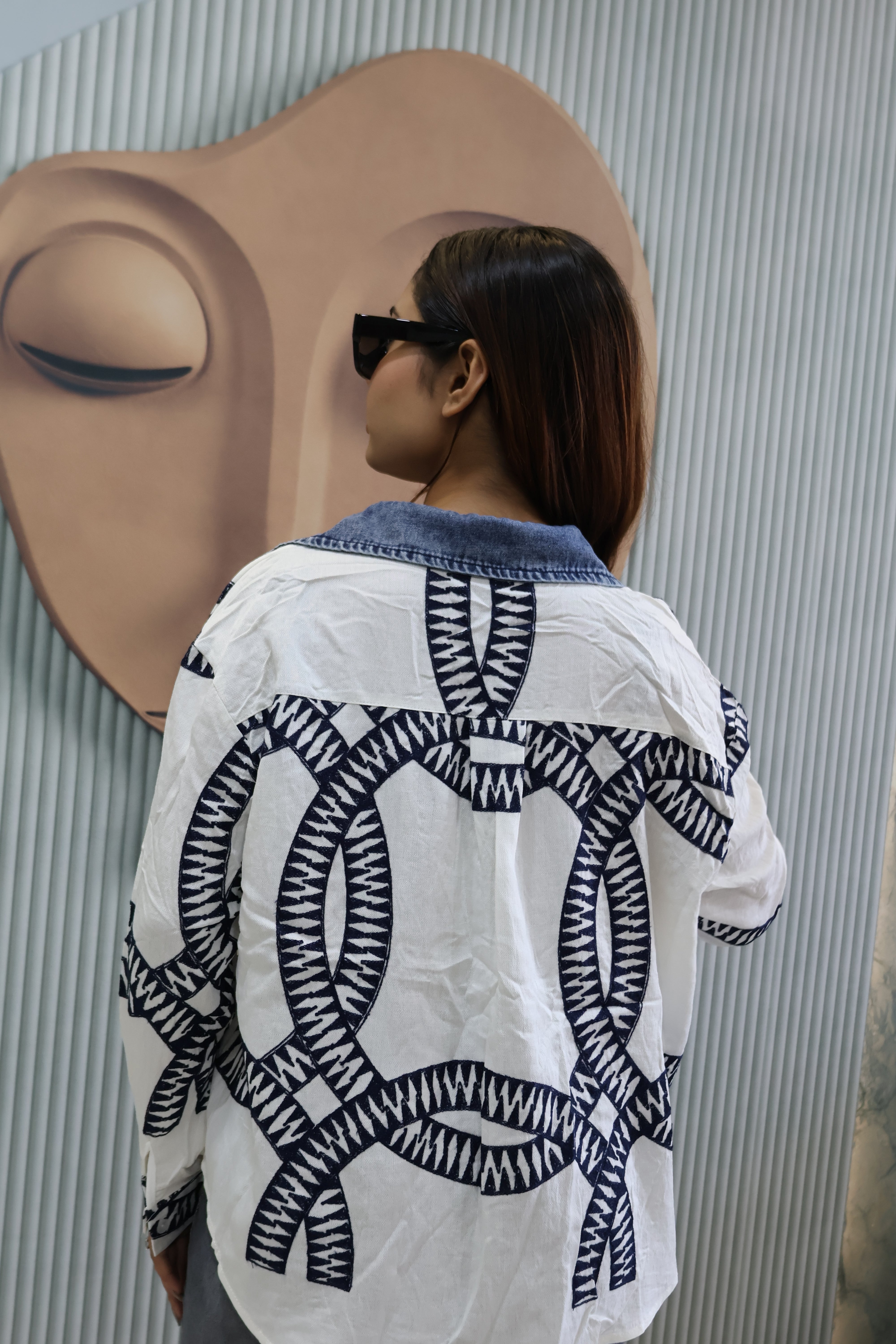 Designer Cotton Shirt with Handcrafted Work Detail