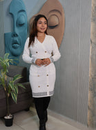 Knit Button-Front Bodycon Dress with Belt Detail