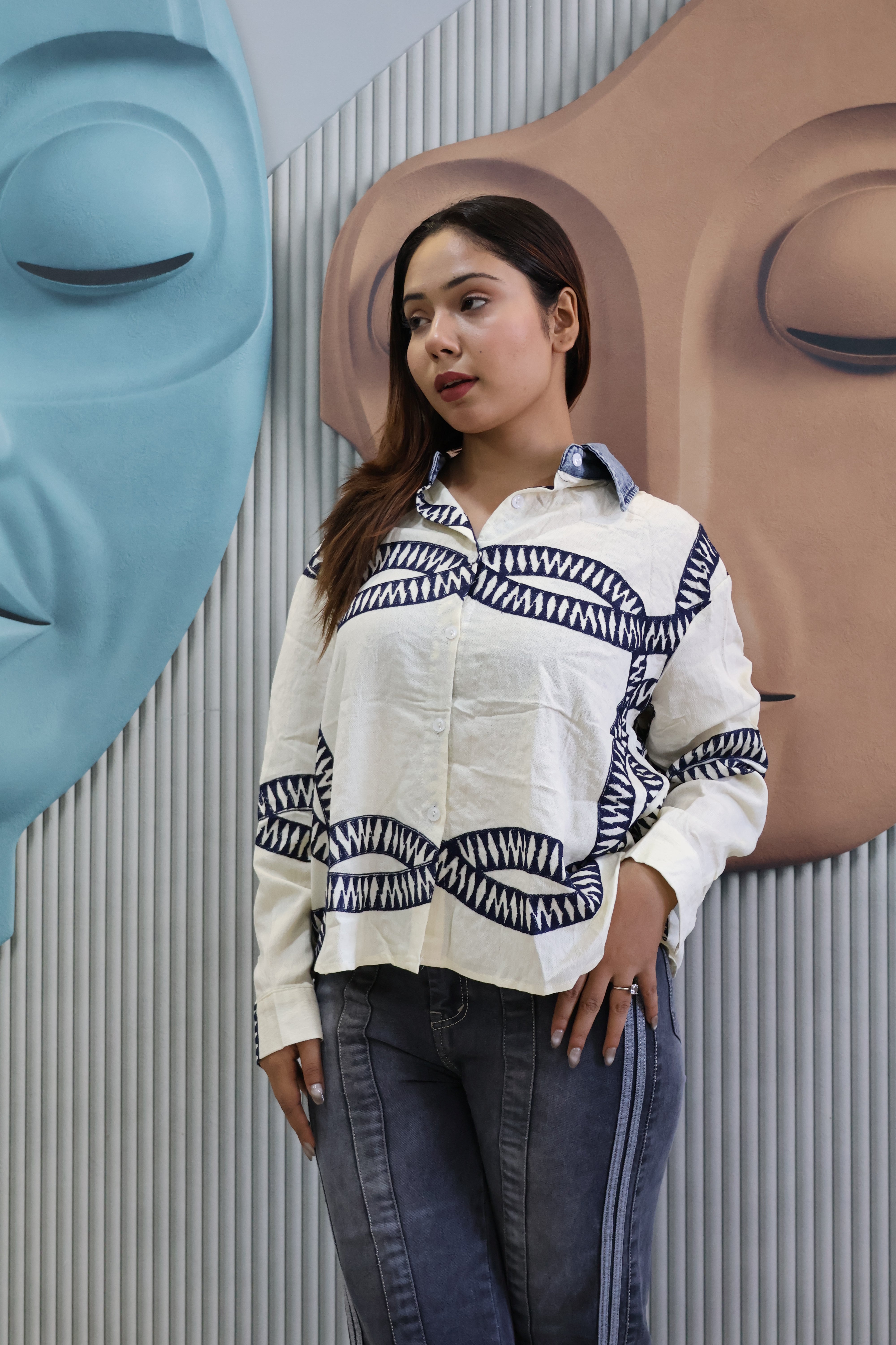 Designer Cotton Shirt with Handcrafted Work Detail