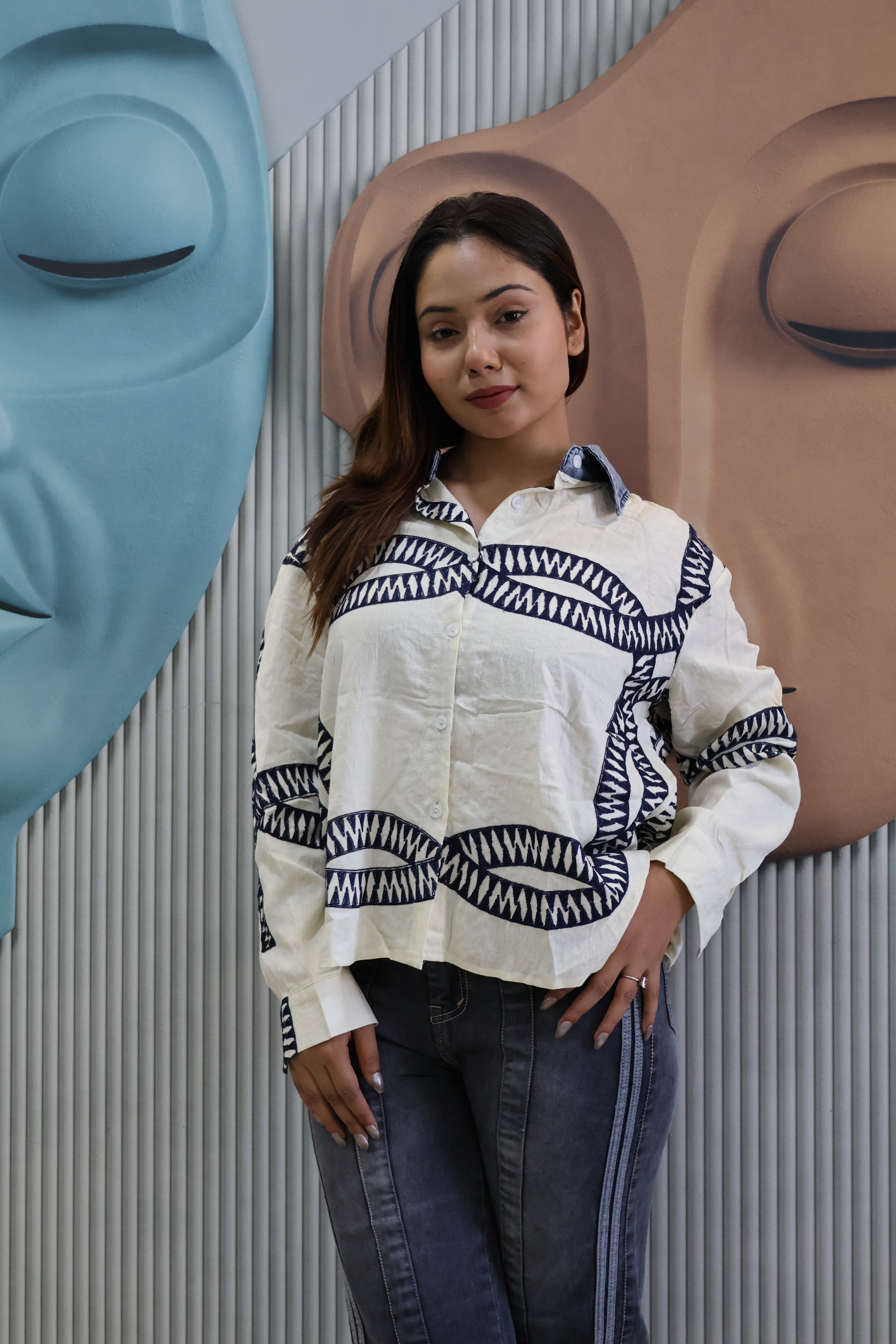Designer Cotton Shirt with Handcrafted Work Detail