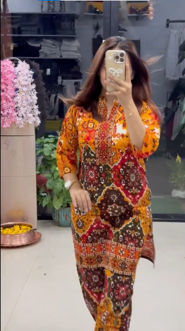 Premium Ethnic Printed Kurta Pant Set
