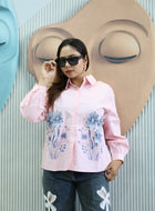 Patch Work Designer Shirt with Stone Detailing