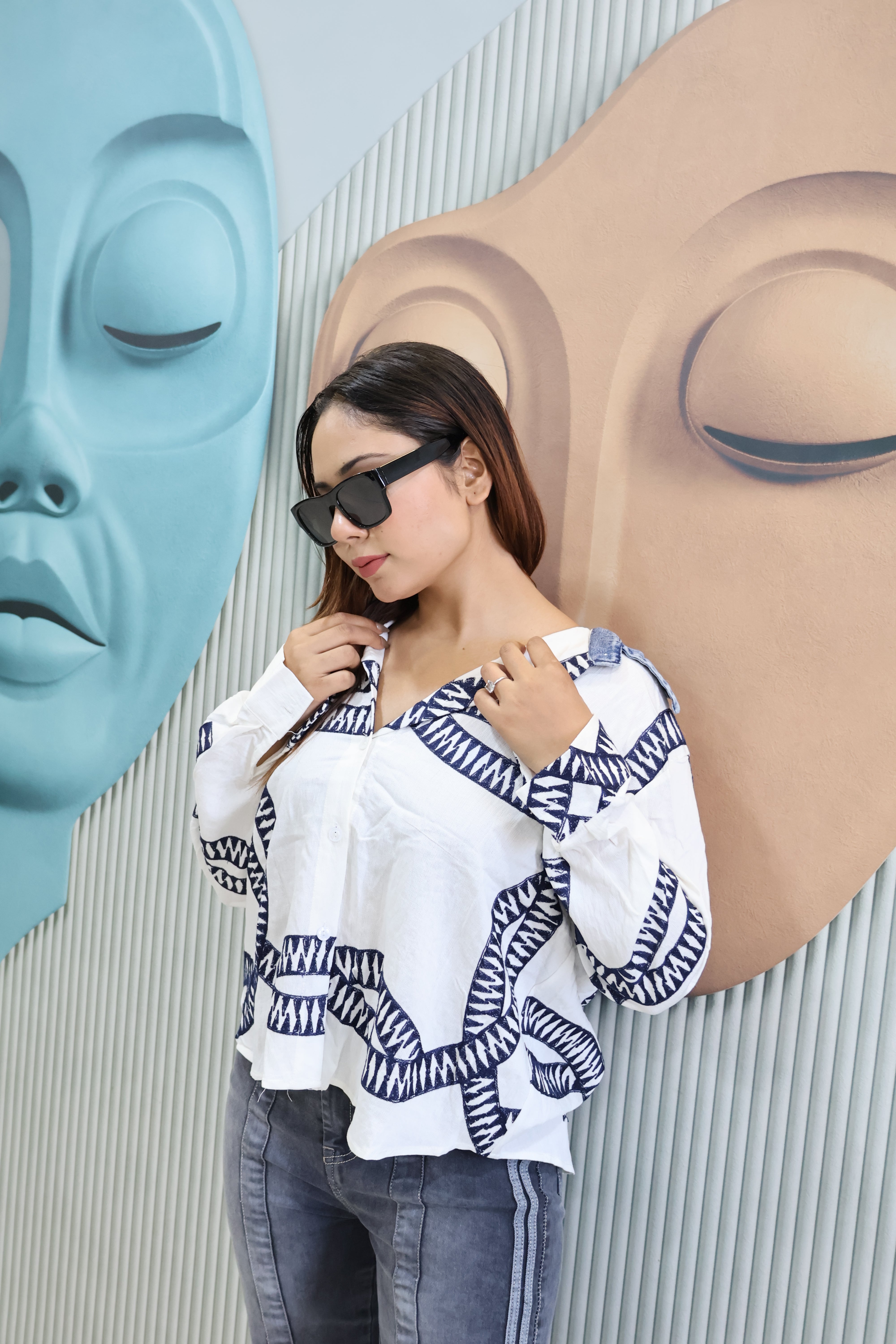 Designer Cotton Shirt with Handcrafted Work Detail